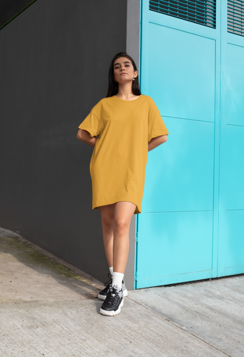 Solid T-shirt Dress - Image 6