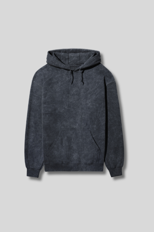 buy now - A bottle green, acid wash hooded sweatshirt with a front pouch pocket is displayed against a plain gray background. The hoodie, similar in style to an Unisex Acid Wash Oversized Classic T-shirt, features long sleeves and a drawstring at the hood. - by unflatter