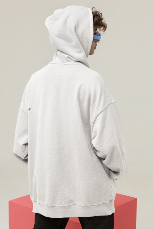 Ivory White Solid Oversized Hoodie - Image 3