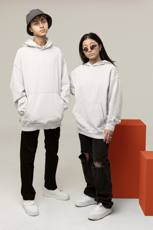 Ivory White Solid Oversized Hoodie - Image 5