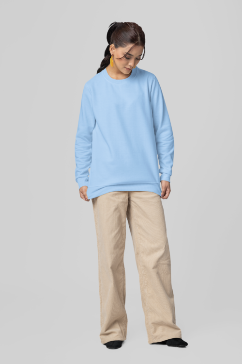 Sky Blue Solid Sweatshirt