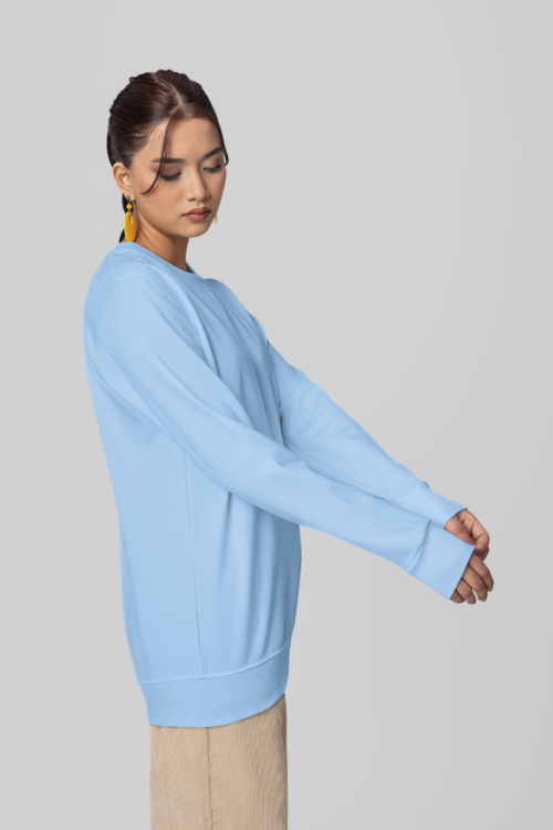 Sky Blue Solid Sweatshirt