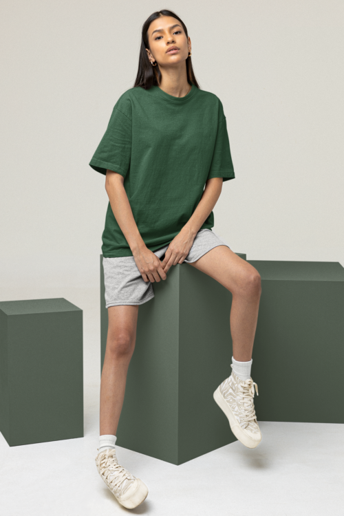 Emerald Green Oversized Solid Tee - Image 5