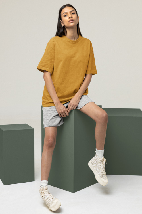 Golden Dusk Oversized Solid Tee - Image 5