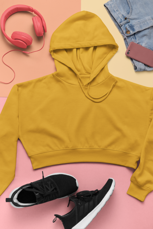 Golden Dusk Solid Crop Hoodie - Image 2