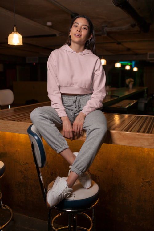 Cotton Candy Solid Crop Hoodie - Image 3