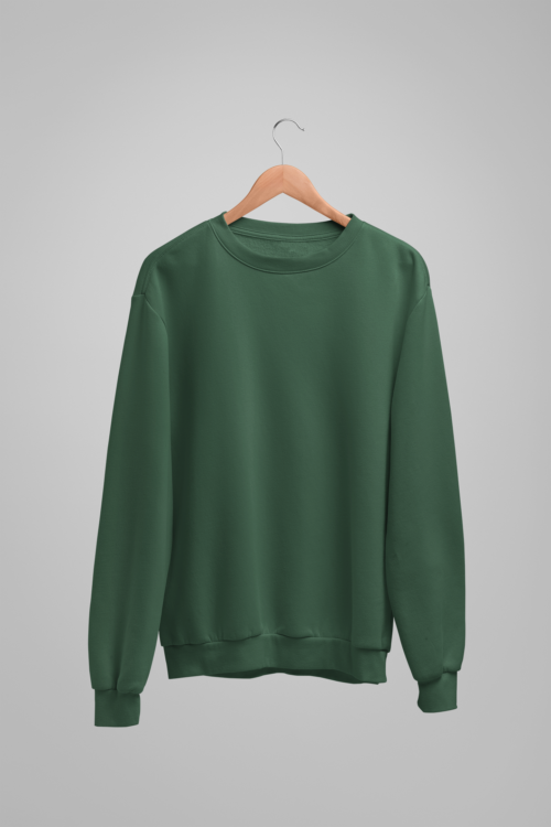 Emerald Green Solid Oversized Sweatshirt