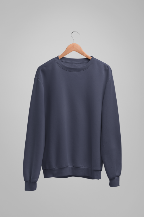 Navy Blue Solid Oversized Sweatshirt