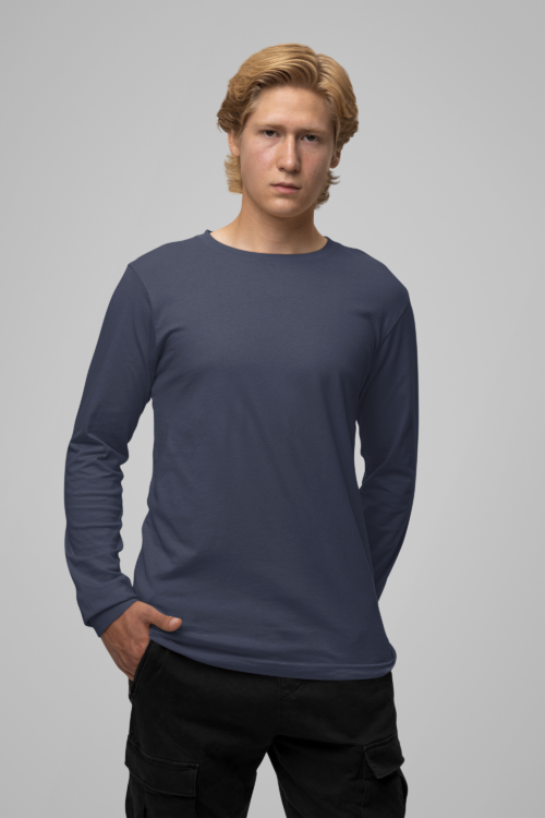 Navy Blue Full Sleeve Solid - Image 3