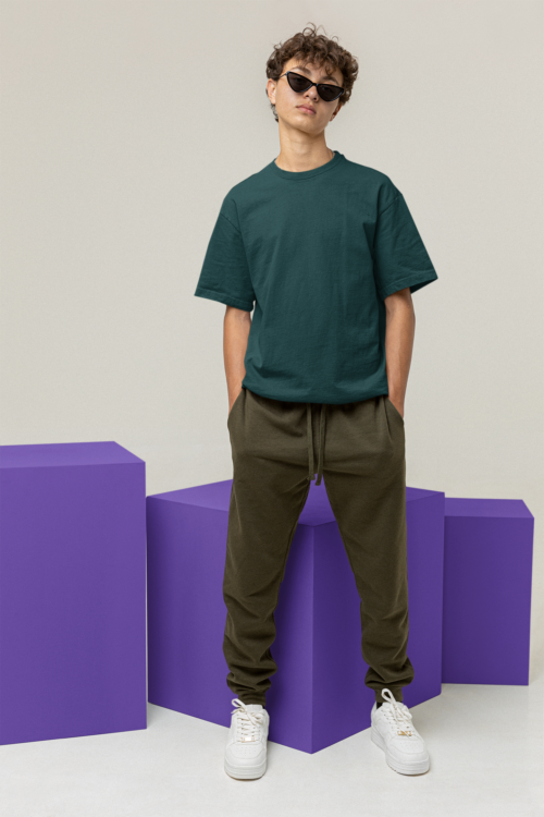 Petrol Blue Oversized Solid Tee - Image 5