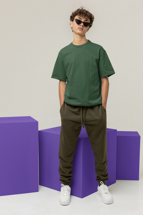 Emerald Green Oversized Solid Tee - Image 2