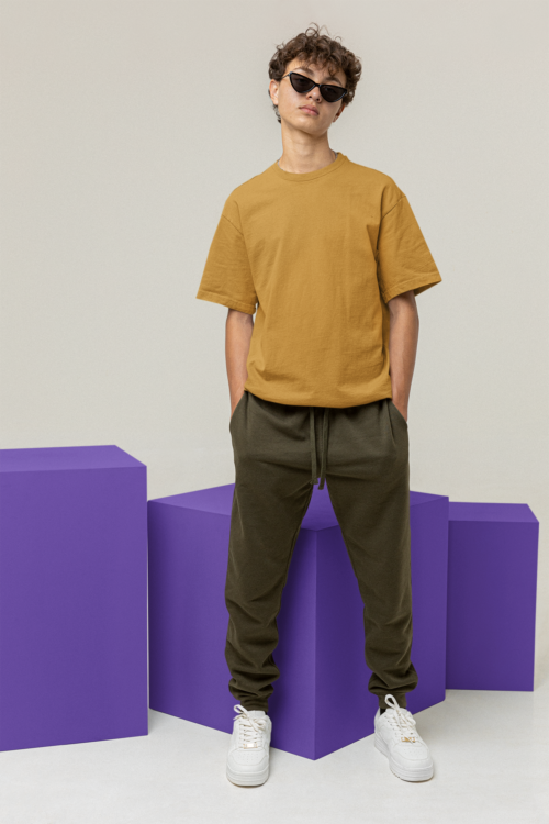 Golden Dusk Oversized Solid Tee - Image 2