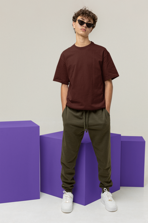 Crimson Maroon Oversized Solid Tee - Image 2