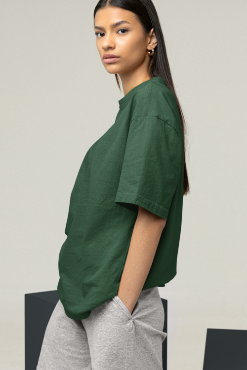 Emerald Green Oversized Solid Tee - Image 3