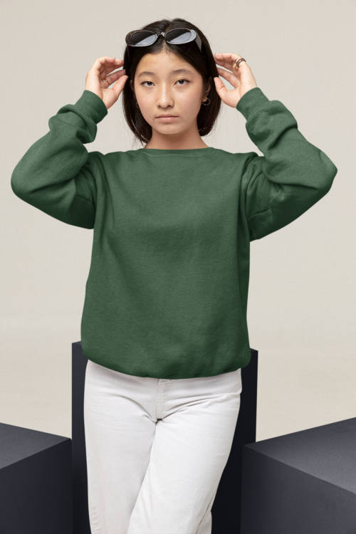 Emerald Green Solid Oversized Sweatshirt - Image 8