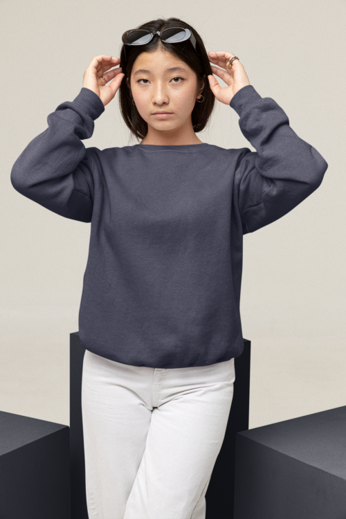 Navy Blue Solid Oversized Sweatshirt - Image 8