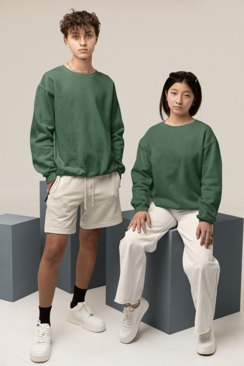 Emerald Green Solid Oversized Sweatshirt - Image 3