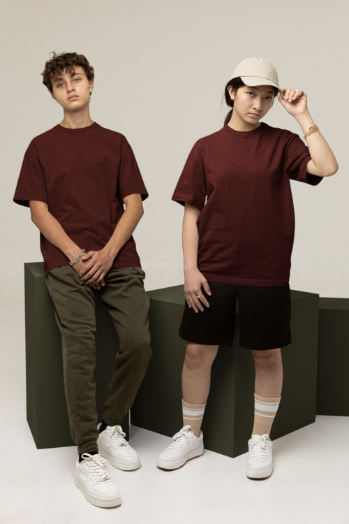 Crimson Maroon Oversized Solid Tee