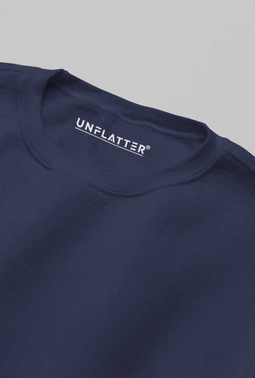 Navy Blue Solid Oversized Sweatshirt - Image 3