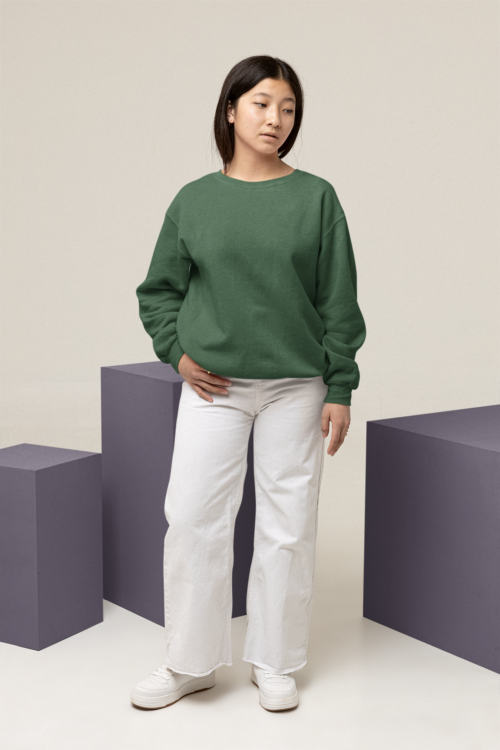 Emerald Green Solid Oversized Sweatshirt - Image 2