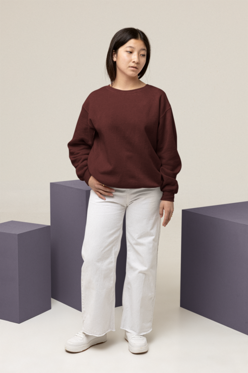 Crimson Maroon Solid Oversized Sweatshirt - Image 6