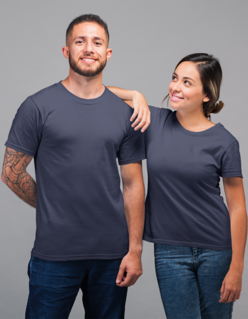 Unisex Supima T-Shirts-Navy Blue - Image 4