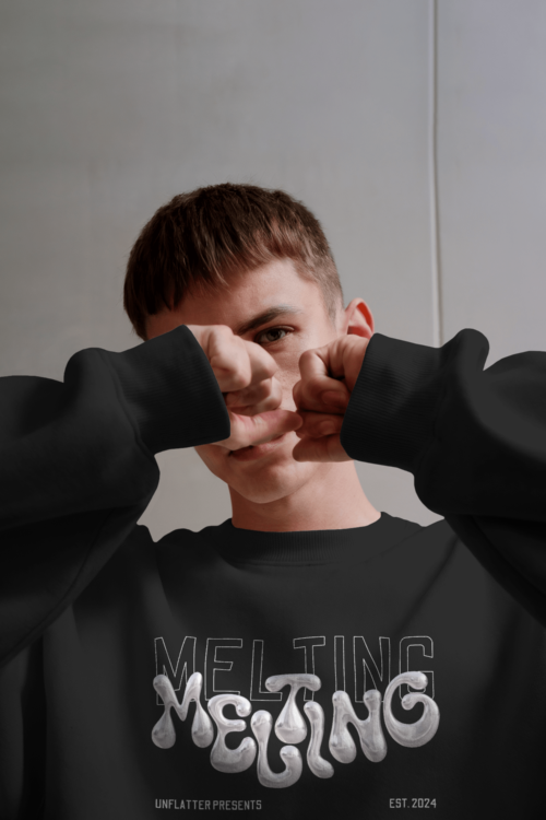 MELTING - Oversized Black Sweatshirt - Image 2