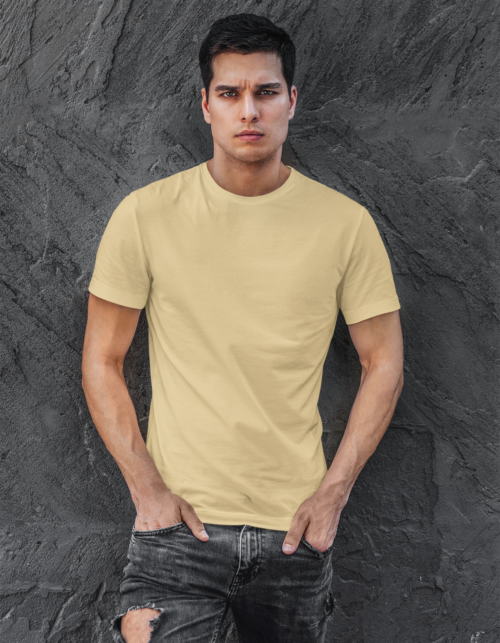 Unisex Supima T-Shirts-Beige - Image 4