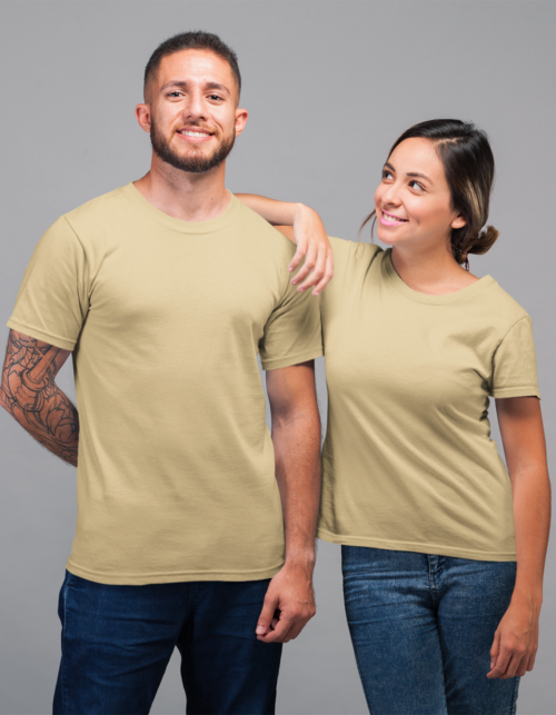 Unisex Supima T-Shirts-Beige - Image 2