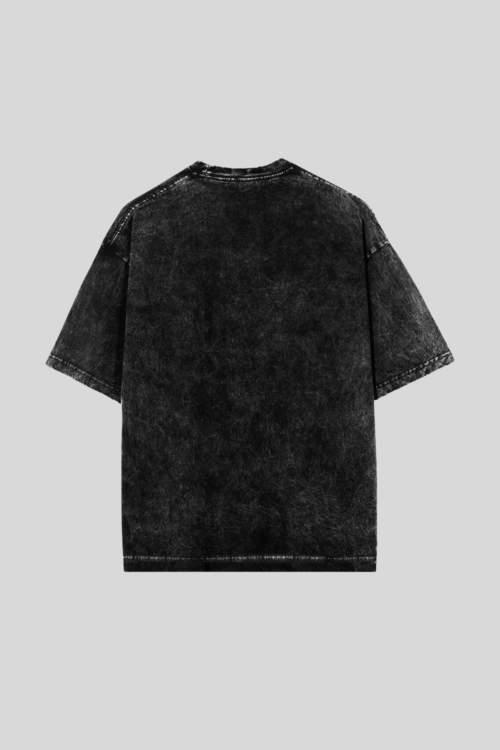 Unisex Acid Wash Oversized Classic T-shirt Black - Image 2