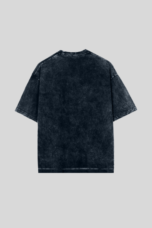 Unisex Acid Wash Oversized Classic T-shirt Navy Blue - Image 2